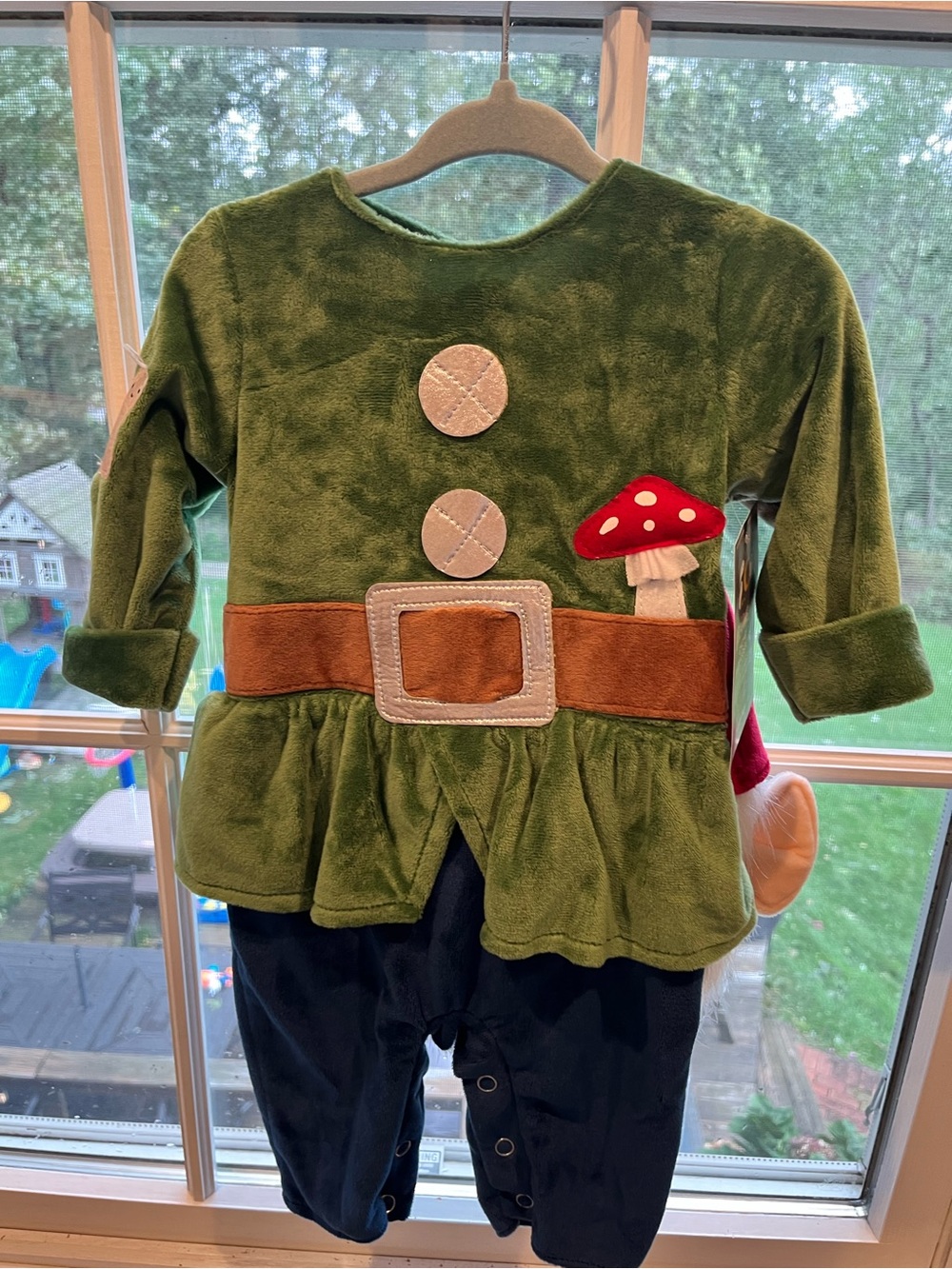 Pottery Barn Kids Green & Brown Elf Mushroom Romper